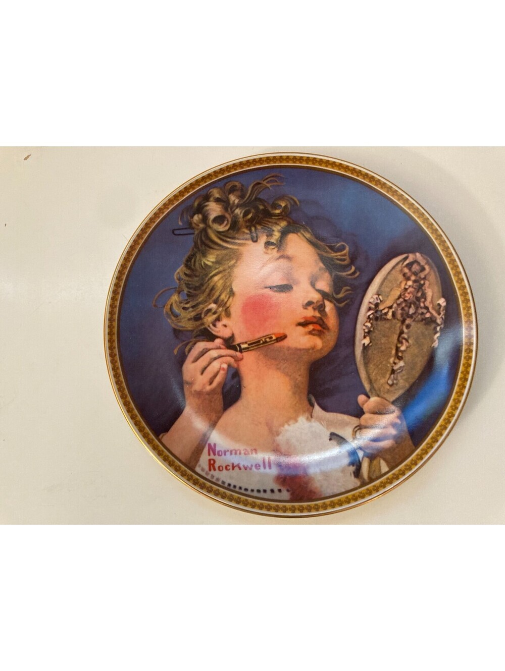 Norman Rockwell Collectable Plate "Making Believe at the Mirror"